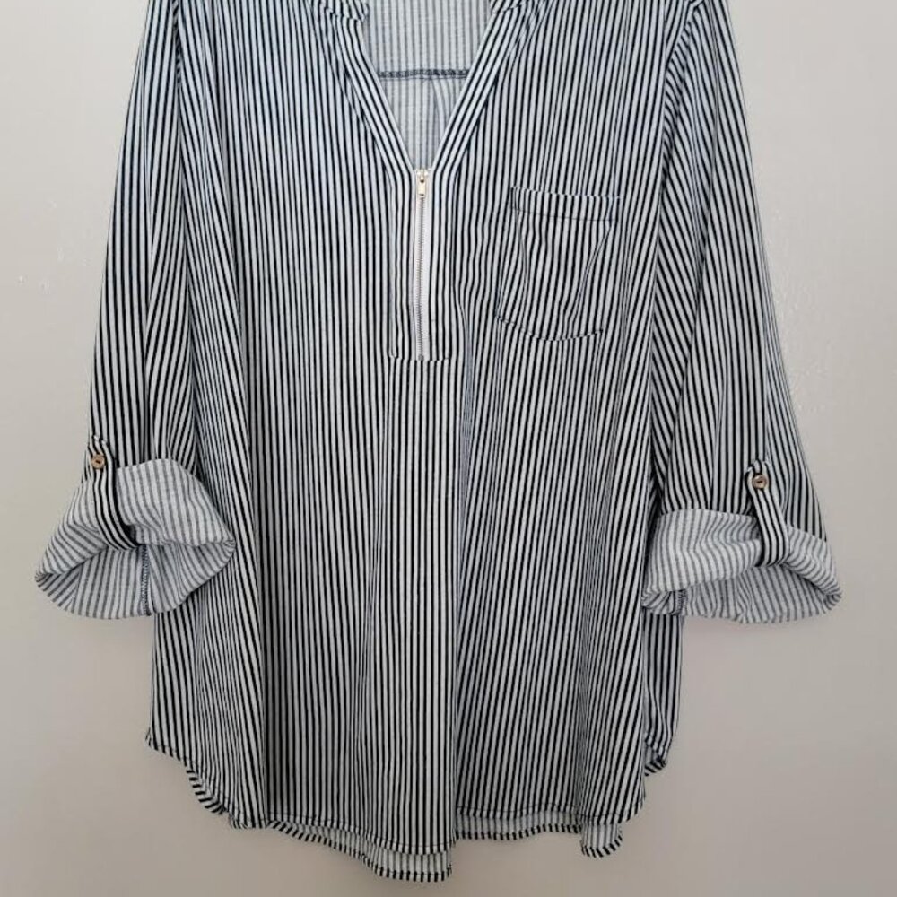 Always Indigo Zip V-neck | Size 3X - Picture 2 of 4